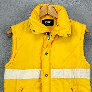 Killy Puffer Vest Women 6 Yellow Blue Thinsulate Full Zip Snap Sleeveless Ladies